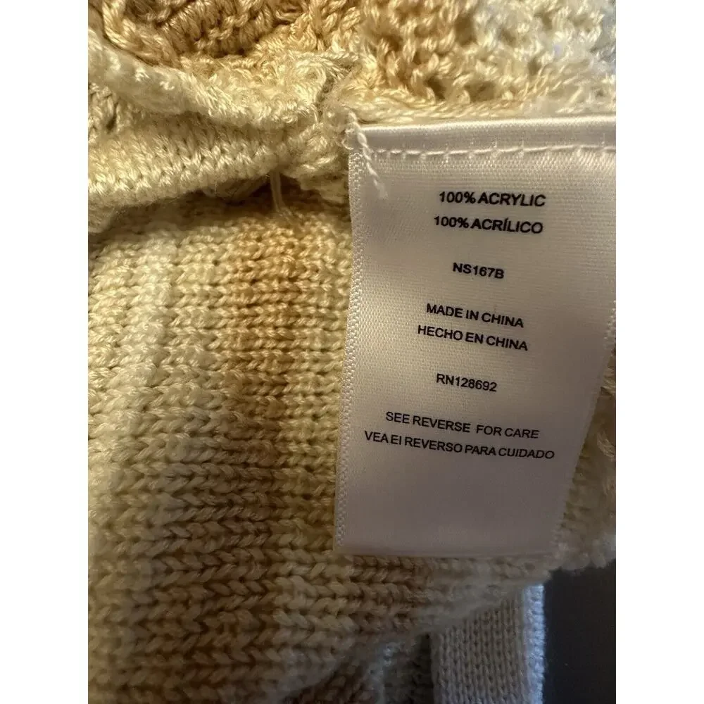 Madden NYC Crochet Knit Tank Top Size Medium Granny Square Retro 70s Boho Beiges - Picture 4 of 6